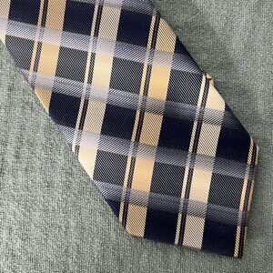 Alexander Julian Colours Classic Black Ivory Tan Plaid Neck Tie